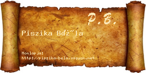 Piszika Béla névjegykártya